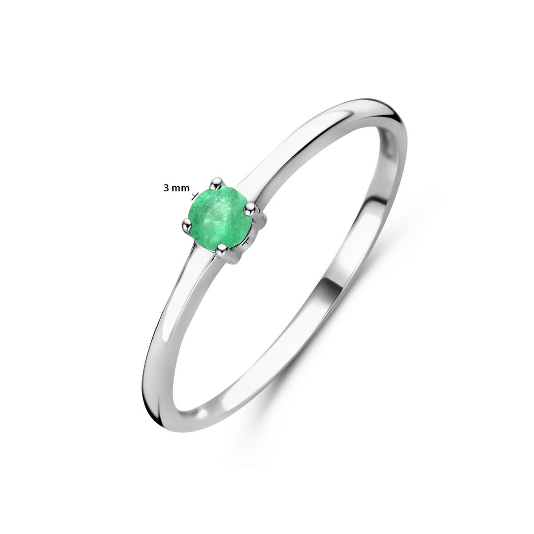 925 Zilveren Ring Mei Smaragd Geboortesteen 3mm
