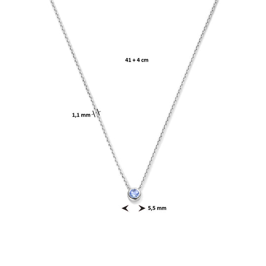 925 Zilveren Collier December Zirkonia 41+4cm Gerhodineerd