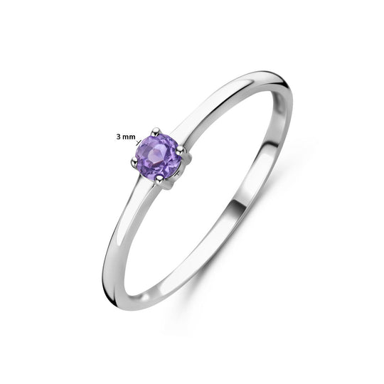 925 Zilveren Ring Juni Licht Amethist Geboortesteen 3mm