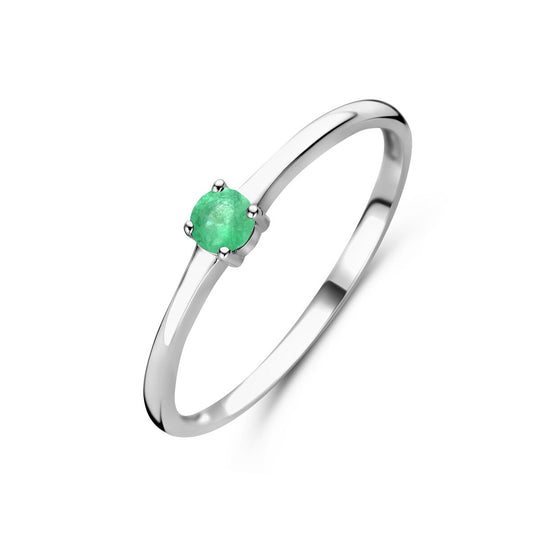 925 Zilveren Ring Mei Smaragd Geboortesteen 3mm