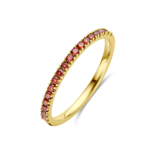 14K Geelgouden Ring met Granaat Geboortesteen - Januari