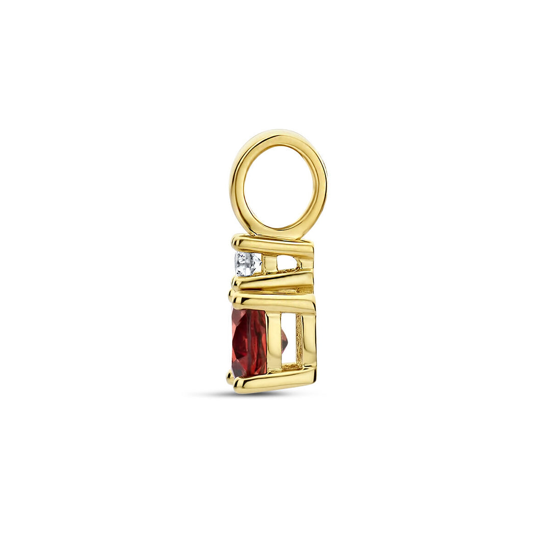 14K Geelgouden Hanger met Januari Geboortesteen & Diamant 0.02ct – 10,5mm