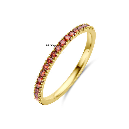 14K Geelgouden Ring met Granaat Geboortesteen - Januari