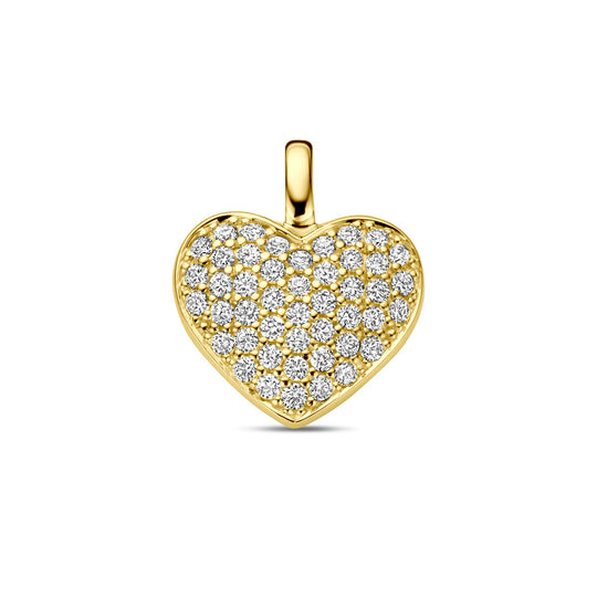 14k Geelgouden Hart Hanger met Diamant H SI