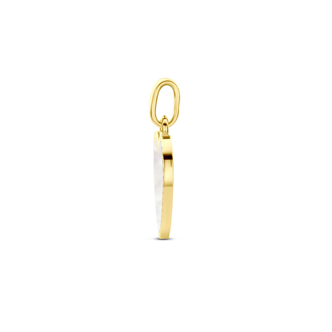 14k Geelgouden Hart Hanger 10,5x12mm met Parelmoer