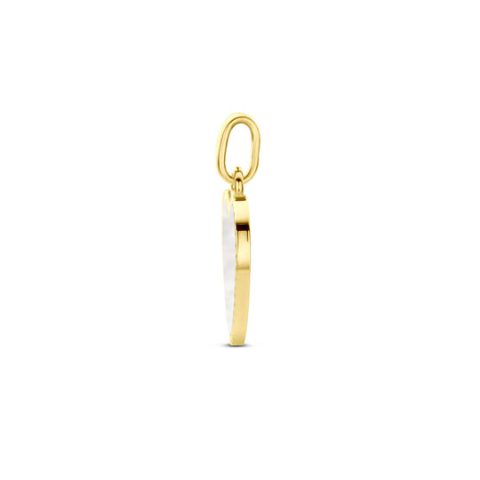 14k Geelgouden Hart Hanger 10,5x12mm met Parelmoer
