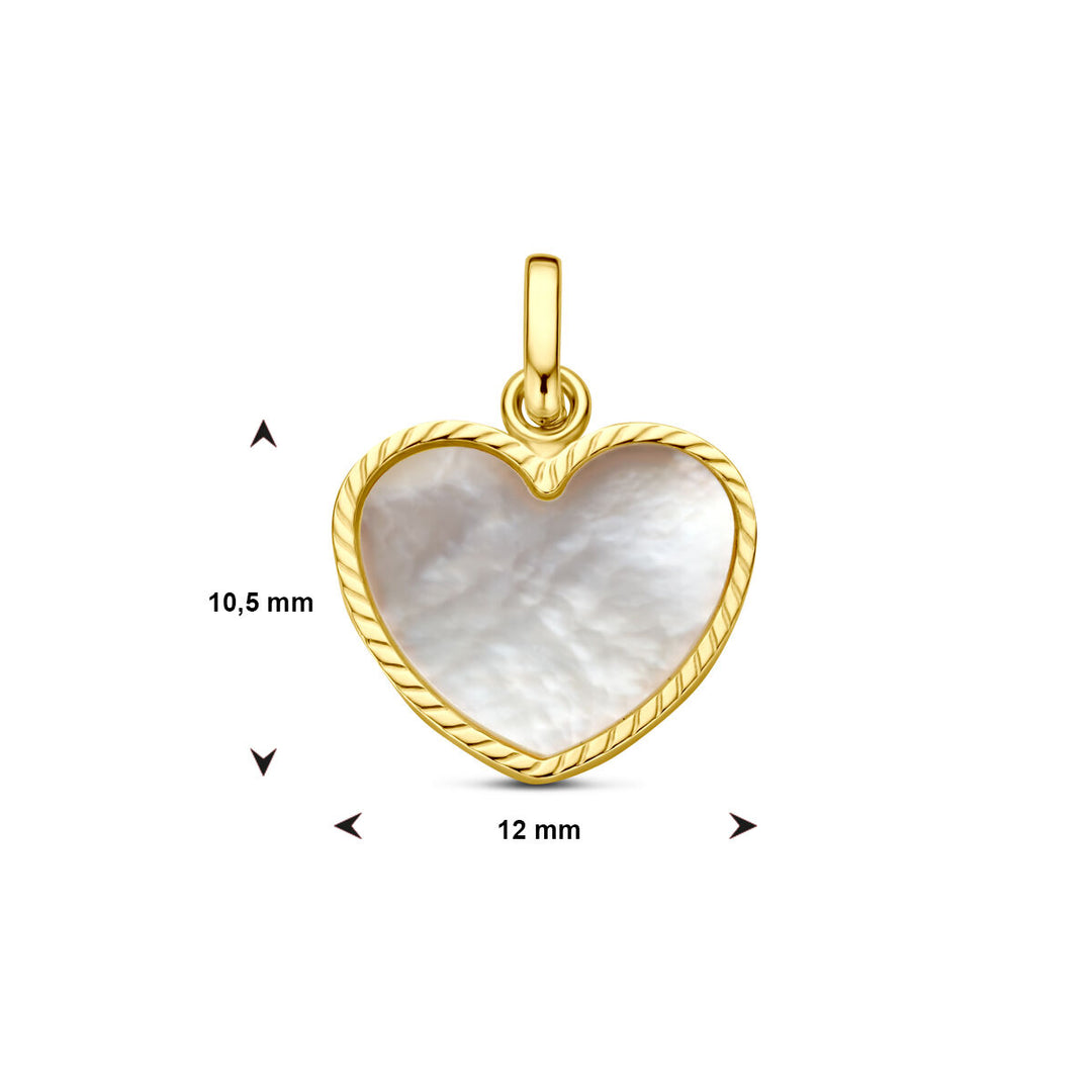 14k Geelgouden Hart Hanger 10,5x12mm met Parelmoer