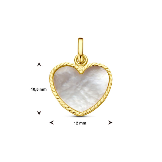 14k Geelgouden Hart Hanger 10,5x12mm met Parelmoer