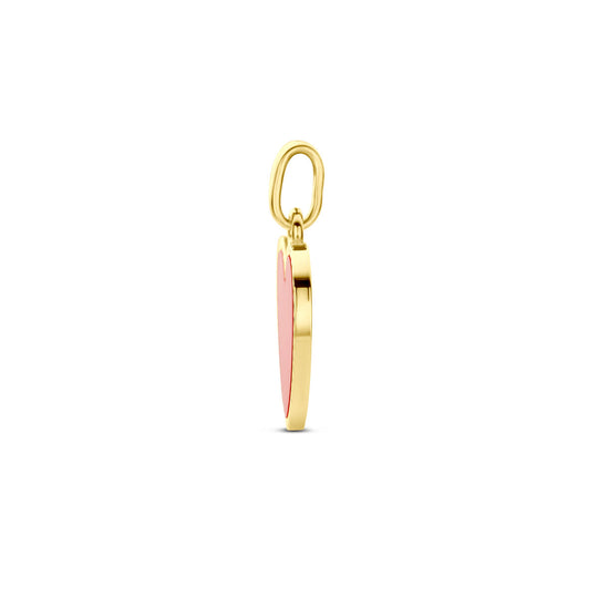 14k Geelgouden Hart Hanger 10,5x12mm met Rode Epoxy