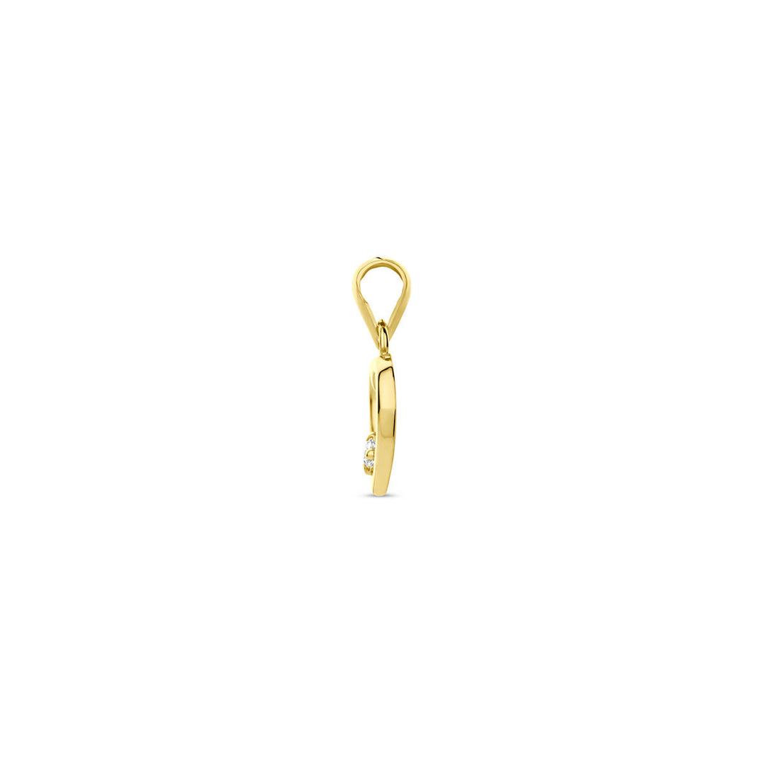 14k Geelgouden Hart Hanger 13mm met Zirkonia