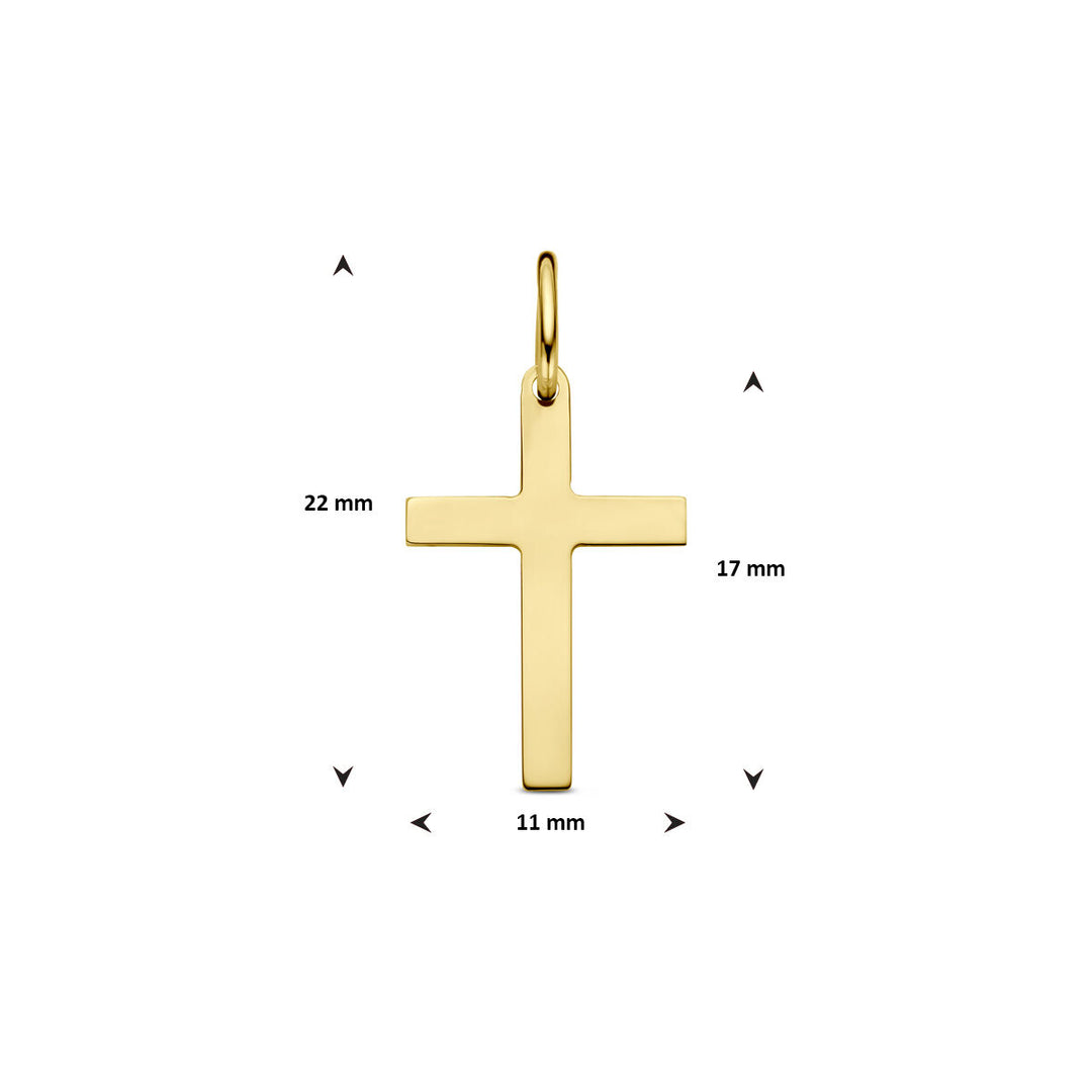 14k Geelgouden Kruishanger 22x11 mm – Gouden Hanger