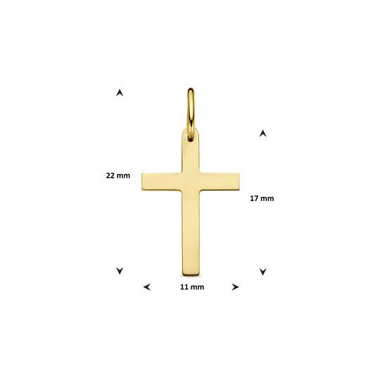14k Geelgouden Kruishanger 22x11 mm – Gouden Hanger