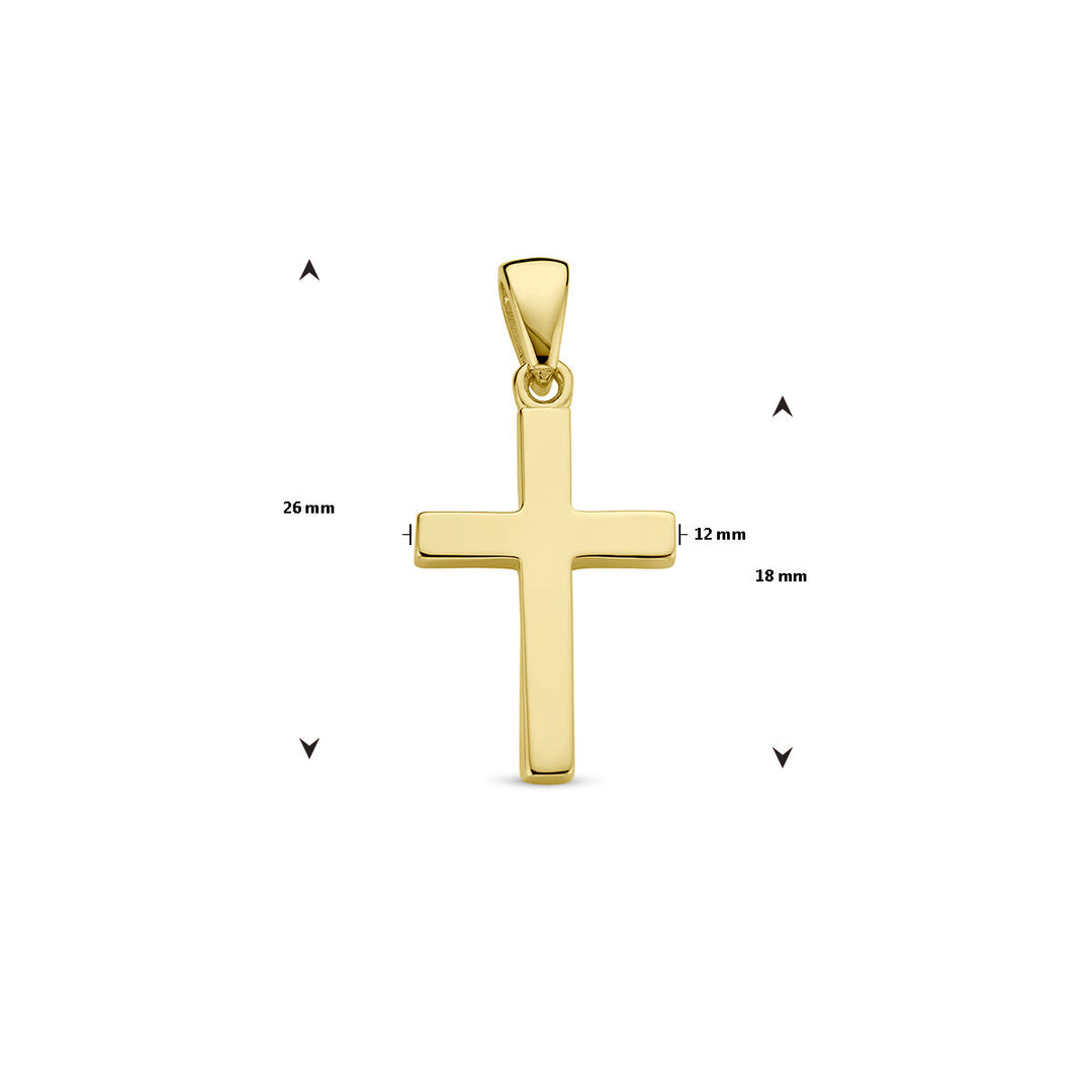 14k Geelgouden Kruishanger 18x12 mm – Gouden Hanger