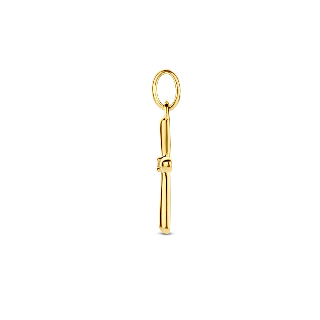 14k Geelgouden Kruis Hanger met Diamant 0.01ct H SI – 14x11mm