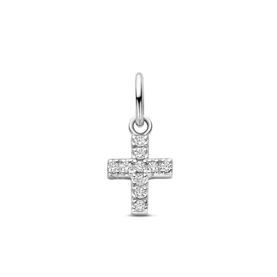 Zilveren Kruishanger 11 mm met Zirkonia – 925 Gerhodineerd