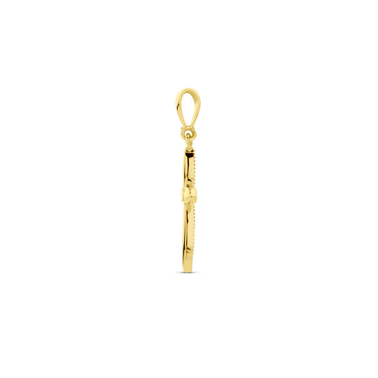 14k Geelgouden Kruishanger met Zirkonia 15,5x12 mm