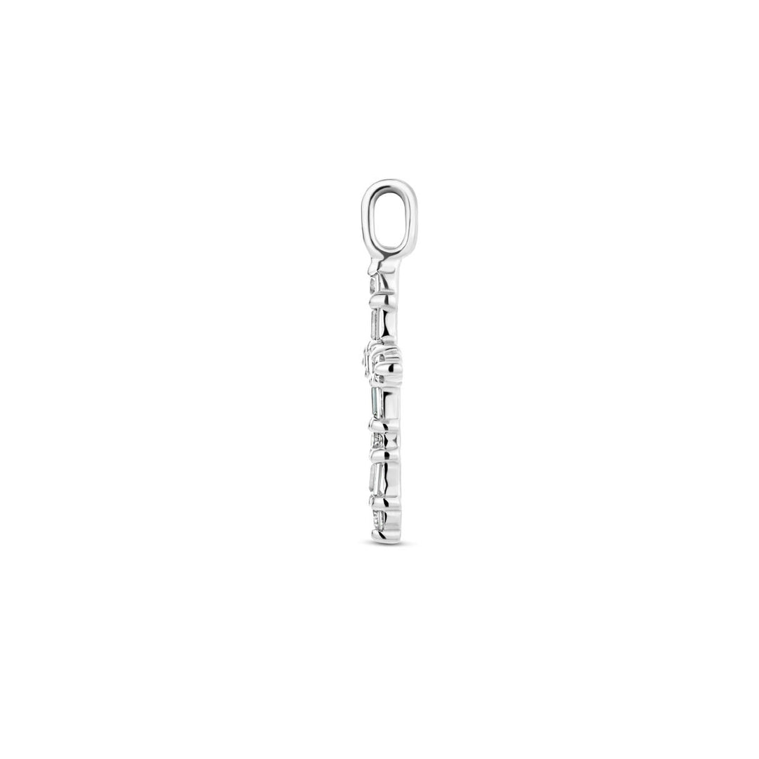 925 Zilveren Kruishanger met Zirkonia 19x10,5 mm – Gerhodineerd