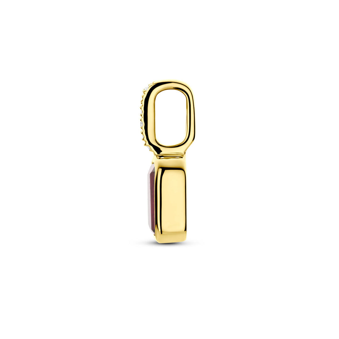 14k Geelgouden Hanger met Robijn en Diamant 0.012ct (Juli)