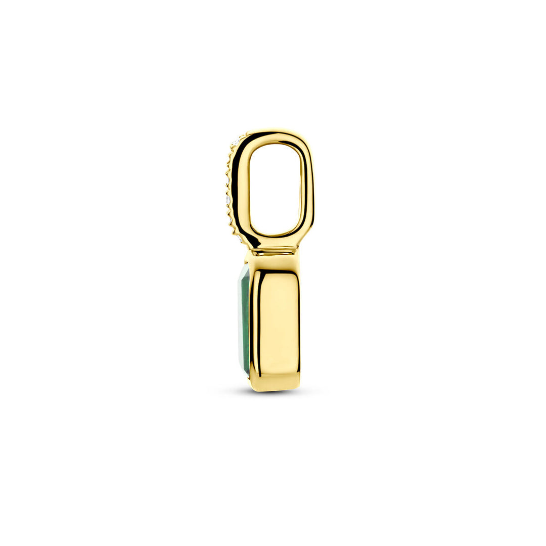 14k Geelgouden Hanger met Labgrown Smaragd & Diamant 0.012ct (Mei)