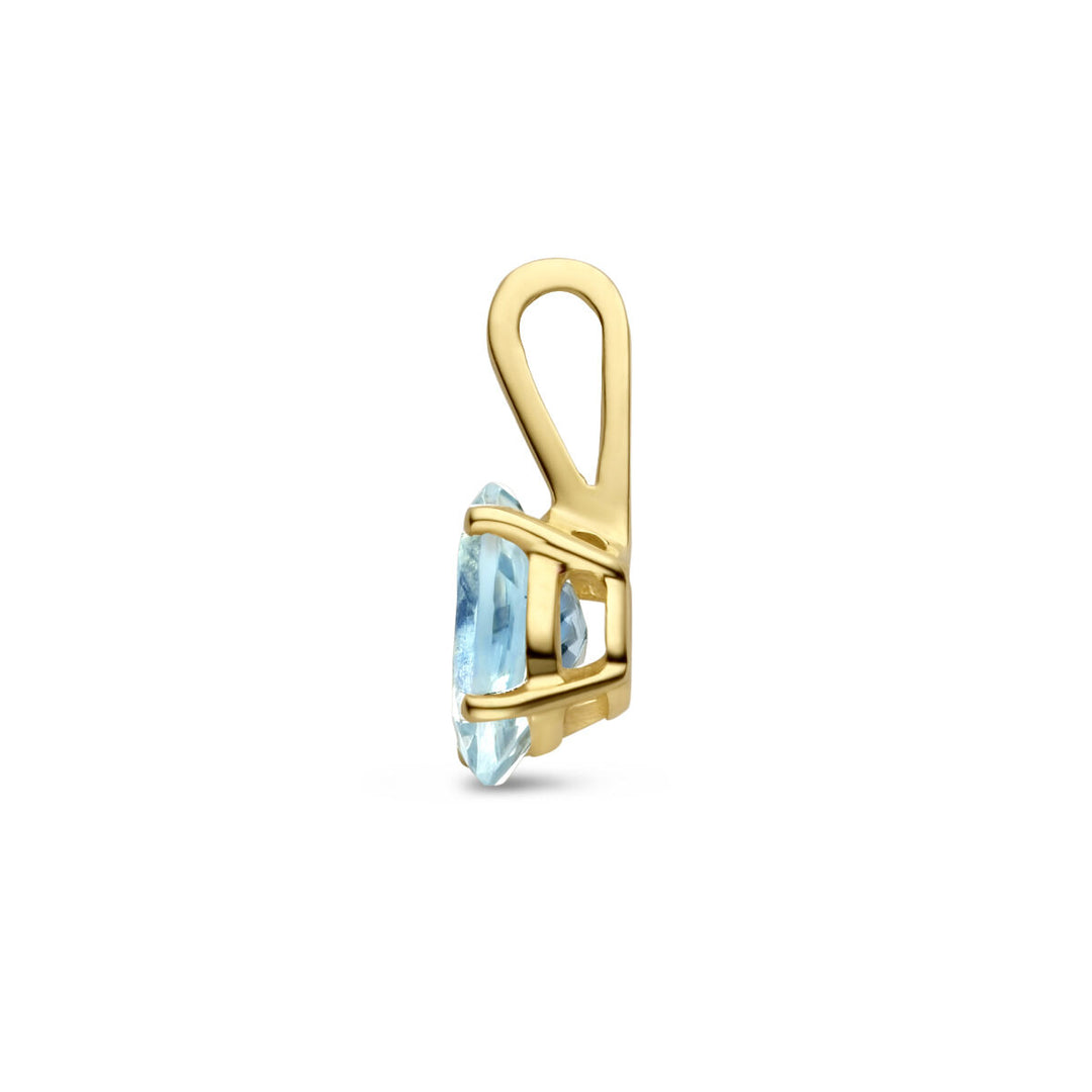 14k Gouden Hanger Geboortesteen Aquamarijn Maart 12,5mm
