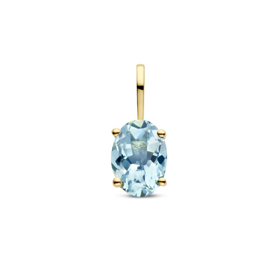 14k Gouden Hanger Geboortesteen Aquamarijn Maart 12,5mm