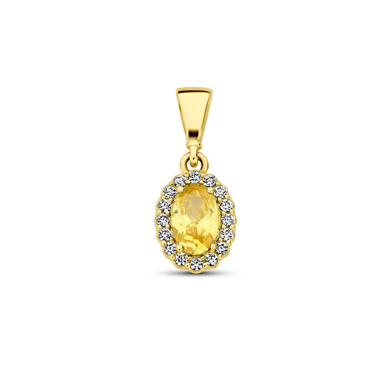 14K Geelgouden Hanger met November Geboortesteen Zirkonia – 16mm