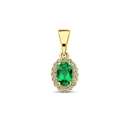 14K Geelgouden Hanger met Mei Geboortesteen Zirkonia – 16mm