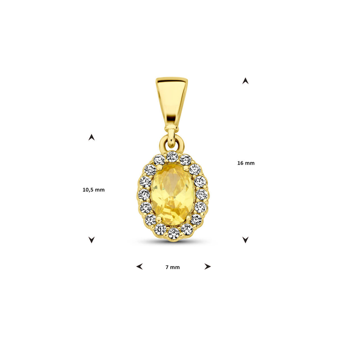 14K Geelgouden Hanger met November Geboortesteen Zirkonia – 16mm