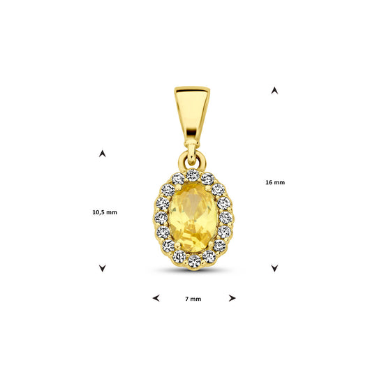 14K Geelgouden Hanger met November Geboortesteen Zirkonia – 16mm