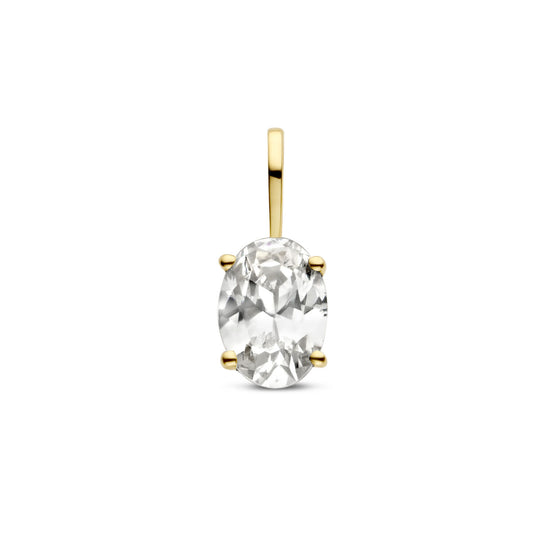 14k Gouden Hanger Geboortesteen Witte Topaas April 12.5mm
