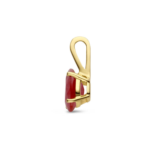 14k Gouden Hanger Geboortesteen Robijn Juli 12.5mm