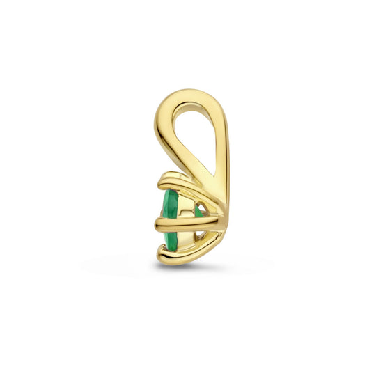 Verguld Zilveren Hanger Geboortesteen Smaragd Mei 10x5mm