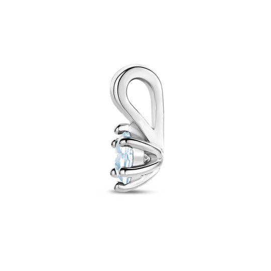 Zilveren Hanger Geboortesteen Aquamarijn Maart 10x5mm