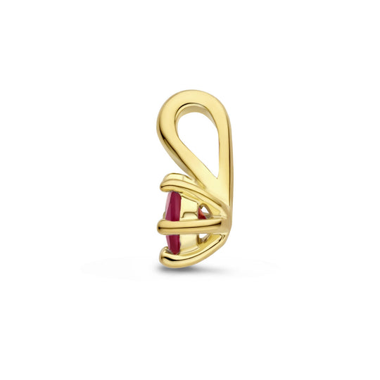 Verguld Zilveren Hanger Geboortesteen Robijn Juli 10x5mm