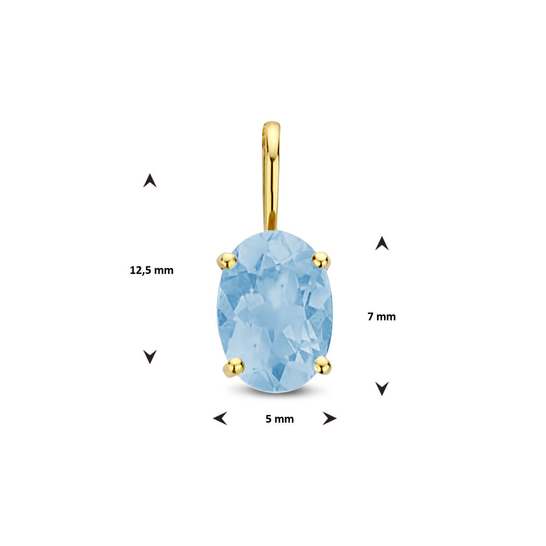 14k Gouden Hanger Geboortesteen Blauwe Topaas December 12,5mm