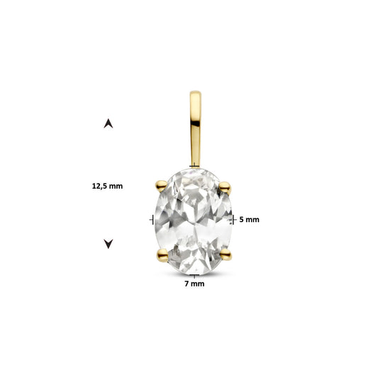 14k Gouden Hanger Geboortesteen Witte Topaas April 12.5mm
