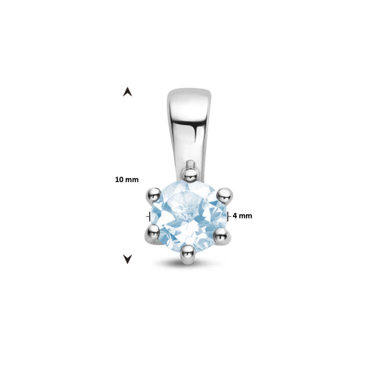Zilveren Hanger Geboortesteen Aquamarijn Maart 10x5mm