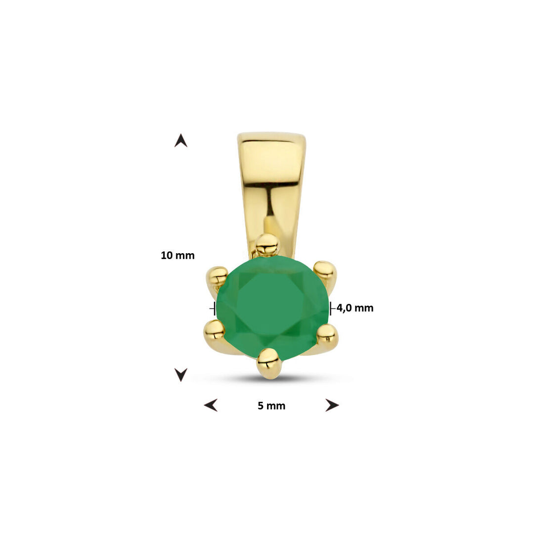 Verguld Zilveren Hanger Geboortesteen Smaragd Mei 10x5mm