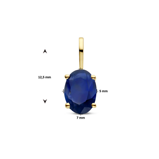 14k Gouden Hanger Geboortesteen Saffier September 12,5mm