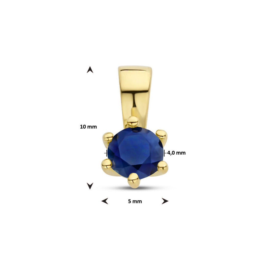 Verguld Zilveren Hanger Geboortesteen Saffier September 10x5mm