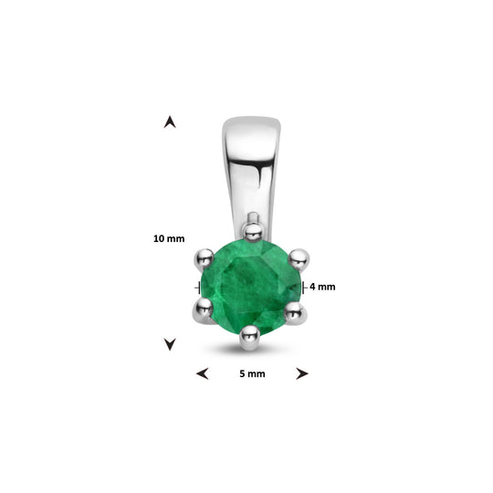 Zilveren Hanger Geboortesteen Smaragd Mei 10x5mm