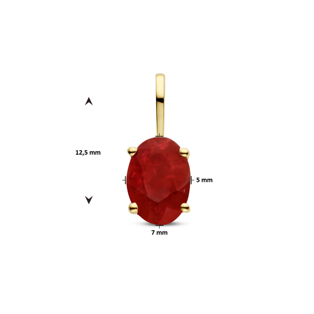 14k Gouden Hanger Geboortesteen Robijn Juli 12.5mm