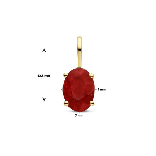 14k Gouden Hanger Geboortesteen Robijn Juli 12.5mm