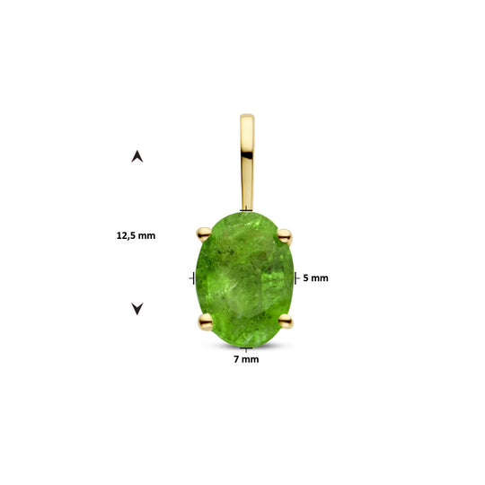 14k Geelgouden Hanger Geboortesteen Smaragd Mei 12.5mm