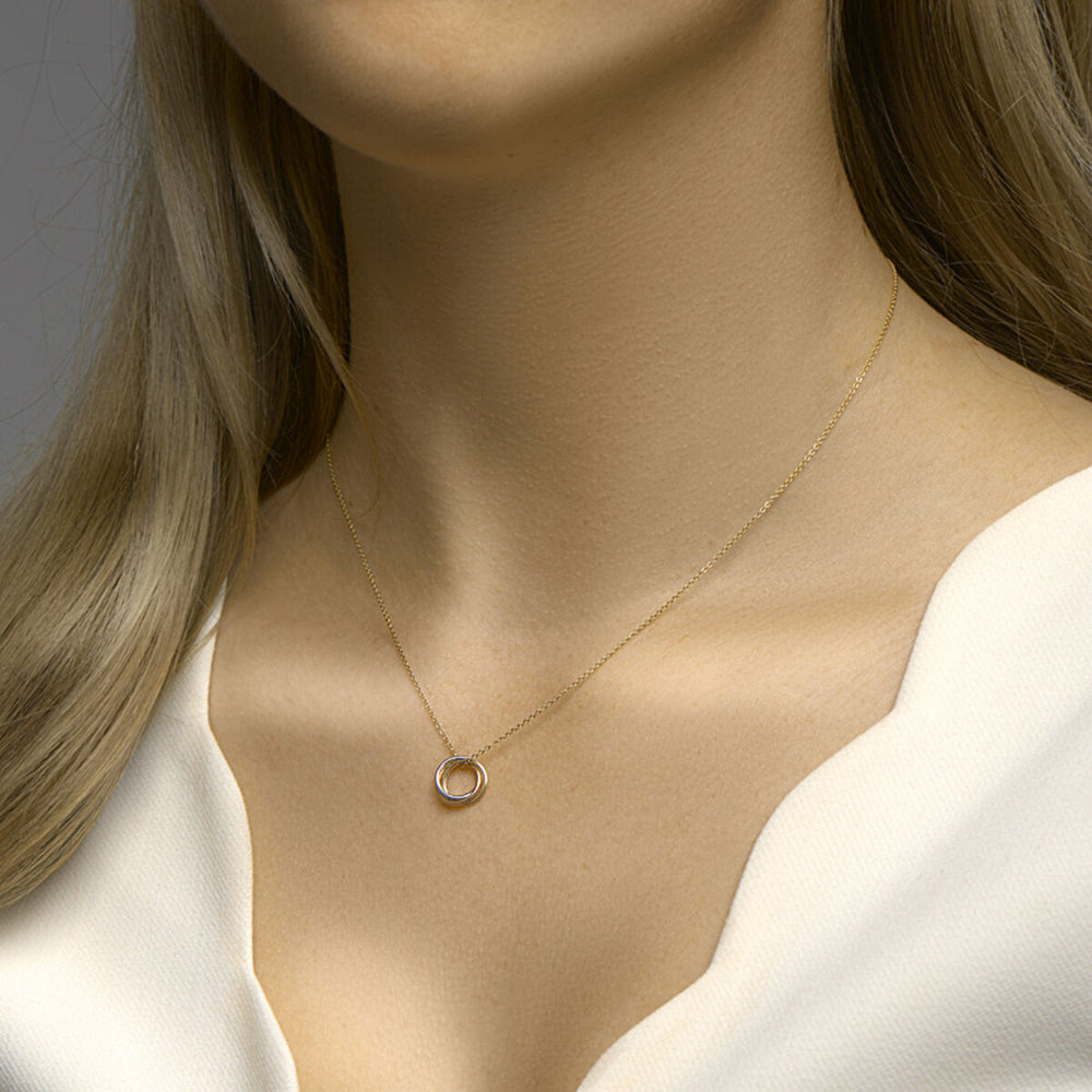 14k Tricolor Gouden Hanger Drie Ringen Geel Rosé Wit 10mm