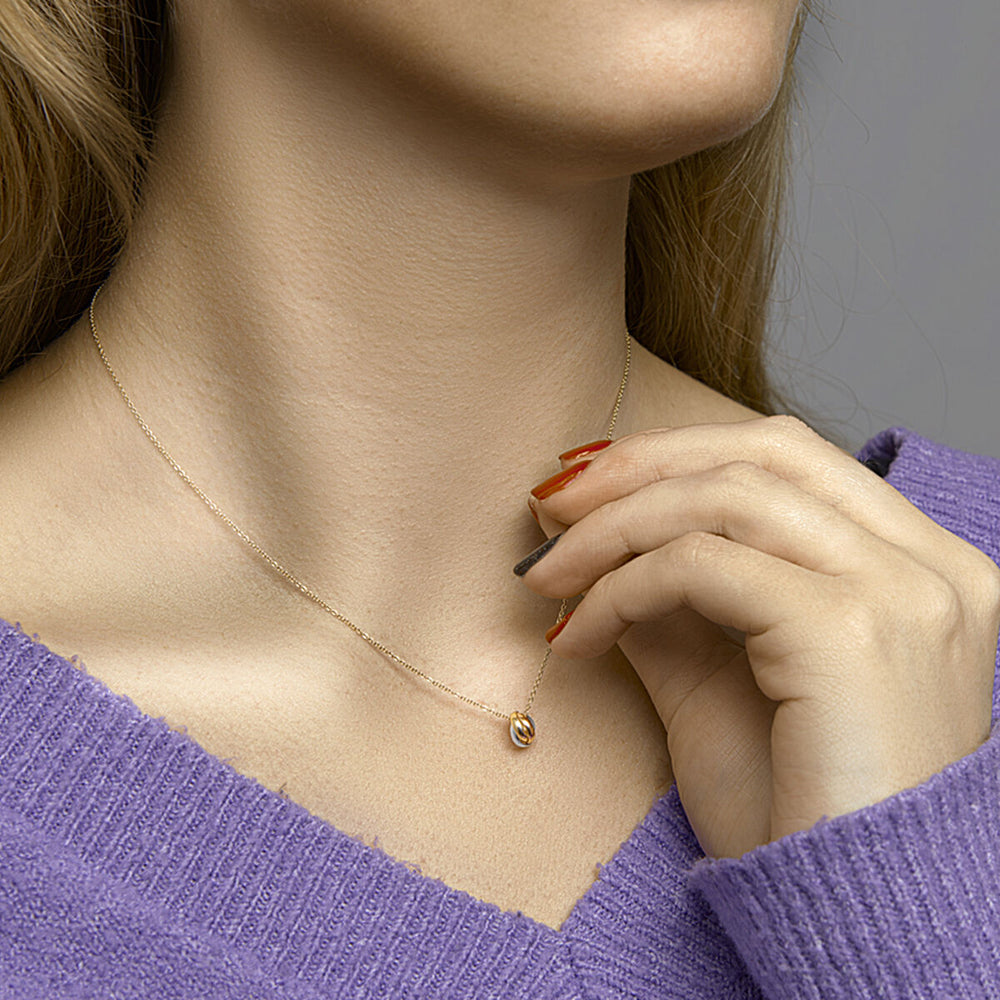 14k Tricolor Gouden Hanger Drie Ringetjes Geel Rosé Wit 6mm
