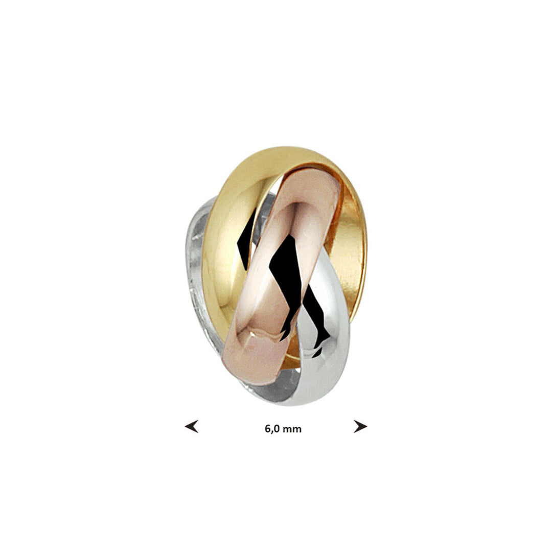 14k Tricolor Gouden Hanger Drie Ringetjes Geel Rosé Wit 6mm