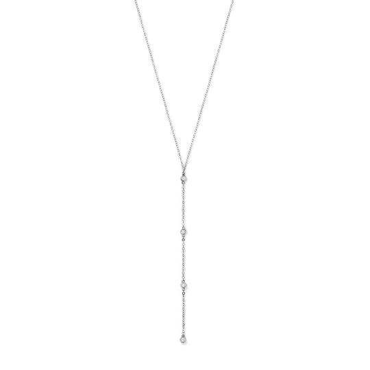Zilveren Y-Ketting met Zirkonia – 41+4 cm – Gerhodineerd 925