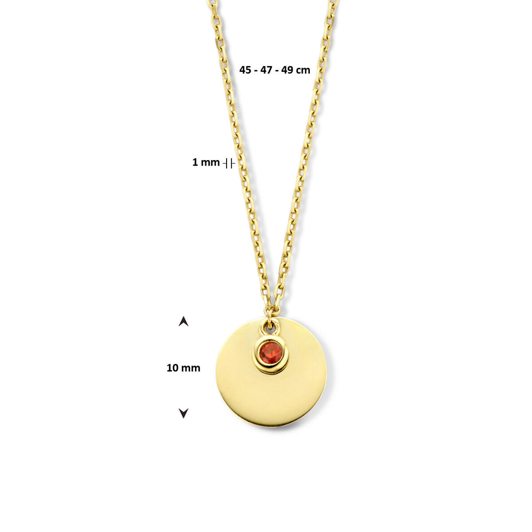 14K Geelgouden Graveercollier Januari Zirkonia Geboortesteen 45-49cm