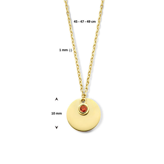 14K Geelgouden Graveercollier Januari Zirkonia Geboortesteen 45-49cm
